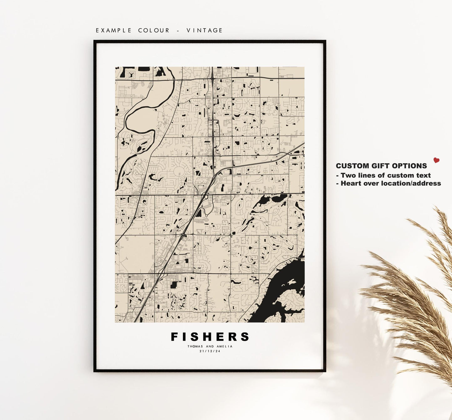 Fishers Map Print - City Map Poster - Map Art - USA City Maps - Fishers Print - Fishers Poster - Minimalist City Map - Indiana