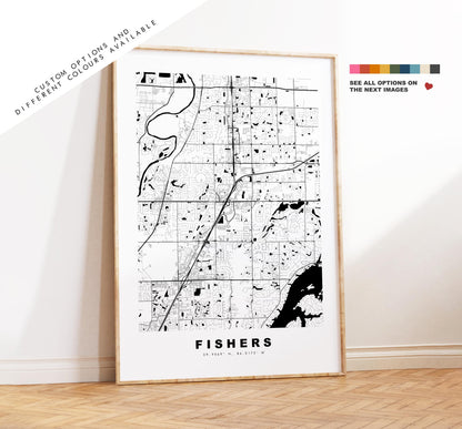 Fishers Map Print - City Map Poster - Map Art - USA City Maps - Fishers Print - Fishers Poster - Minimalist City Map - Indiana