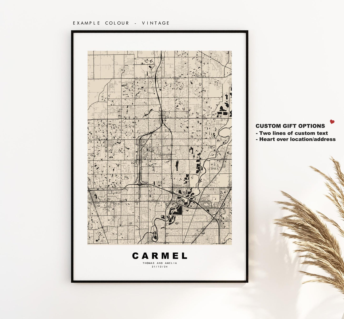 Carmel Map Print - City Map Poster - Map Art - USA City Maps - Carmel Print - Carmel Poster - Minimalist City Map - Indiana