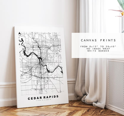 Cedar Rapids Map Print - City Map Poster - Map Art - USA City Maps - Cedar Rapids Print - Cedar Rapids Poster - Minimalist City Map - Iowa