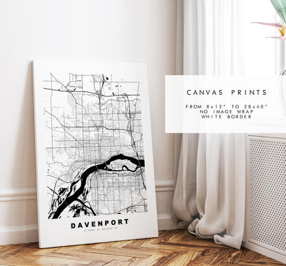 Davenport Map Print - City Map Poster - Map Art - USA City Maps - Davenport Print - Davenport Poster - Minimalist City Map - Iowa