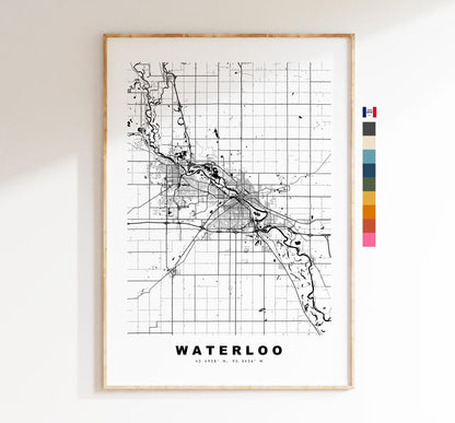 Waterloo Map Print (Iowa) - City Map Poster - Map Art - USA City Maps - Waterloo Print - Waterloo Poster - Minimalist City Map - Iowa