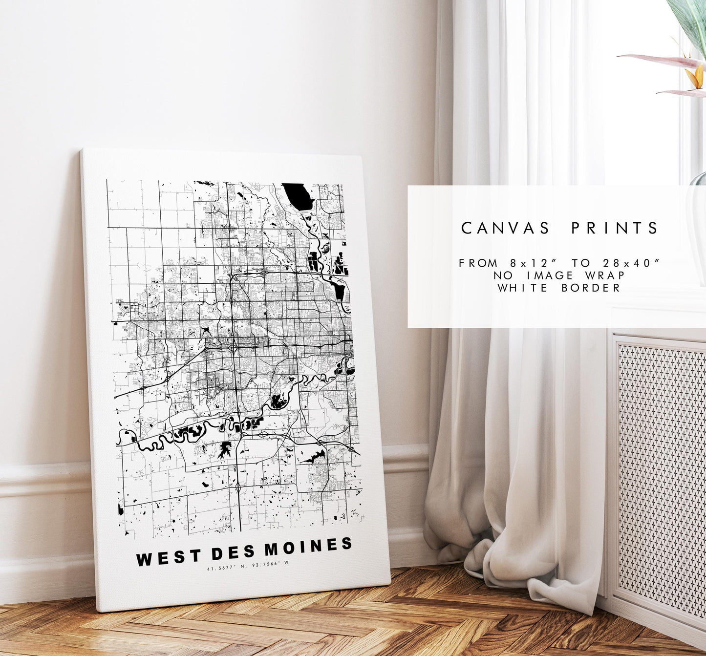 West Des Moines Map Print - City Map Poster - Map Art - USA City Maps - West Des Moines Print -  Poster - Minimalist City Map - Iowa