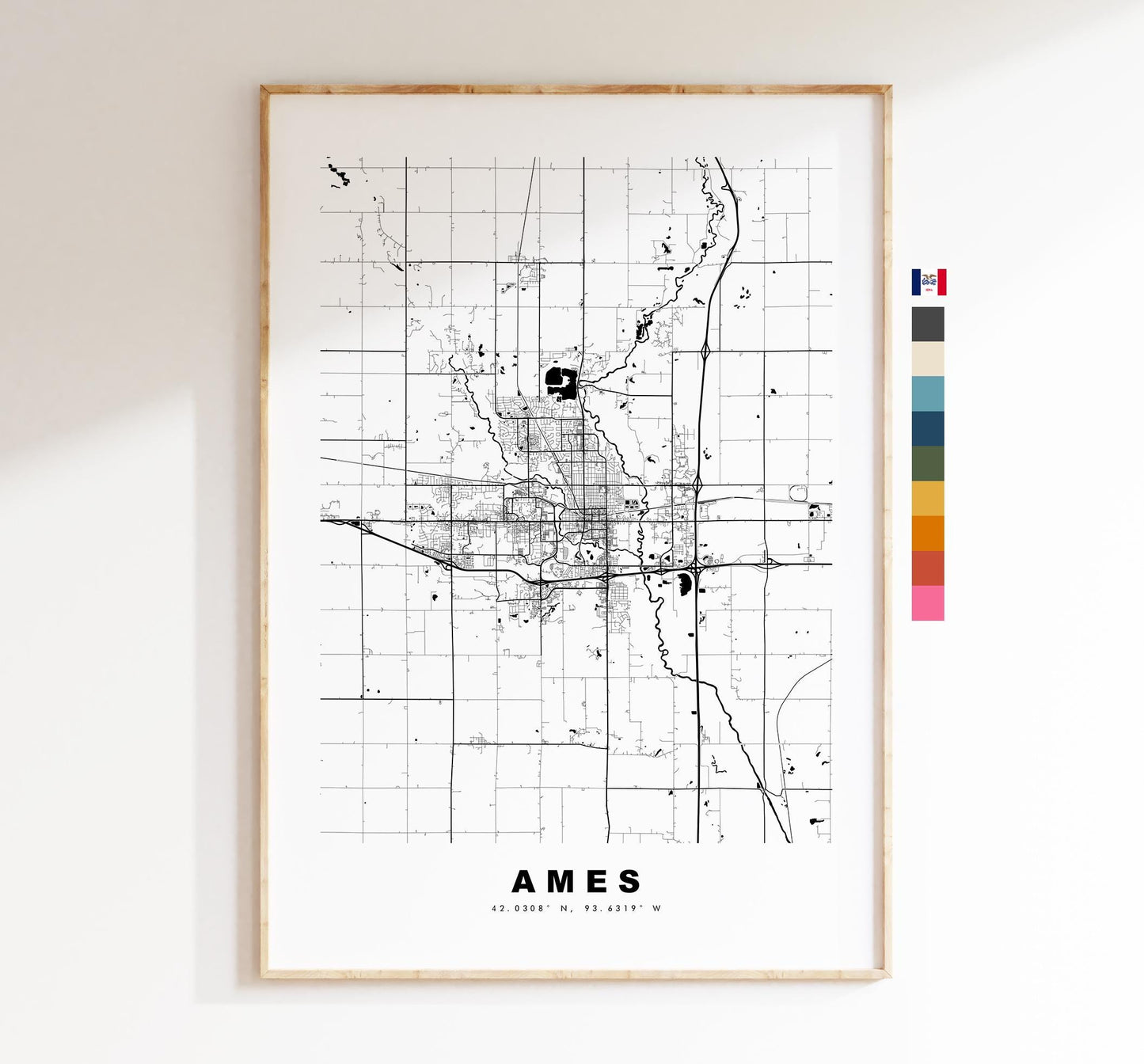 Ames Map Print - City Map Poster - Map Art - USA City Maps - Ames Print - Ames Poster - Minimalist City Map - Iowa