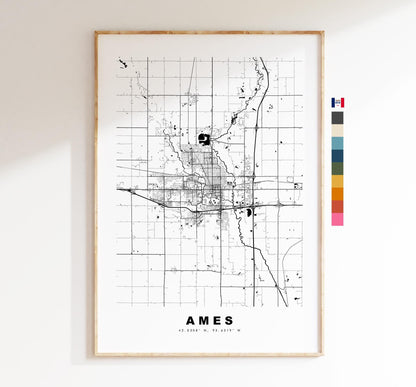 Ames Map Print - City Map Poster - Map Art - USA City Maps - Ames Print - Ames Poster - Minimalist City Map - Iowa