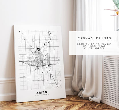 Ames Map Print - City Map Poster - Map Art - USA City Maps - Ames Print - Ames Poster - Minimalist City Map - Iowa