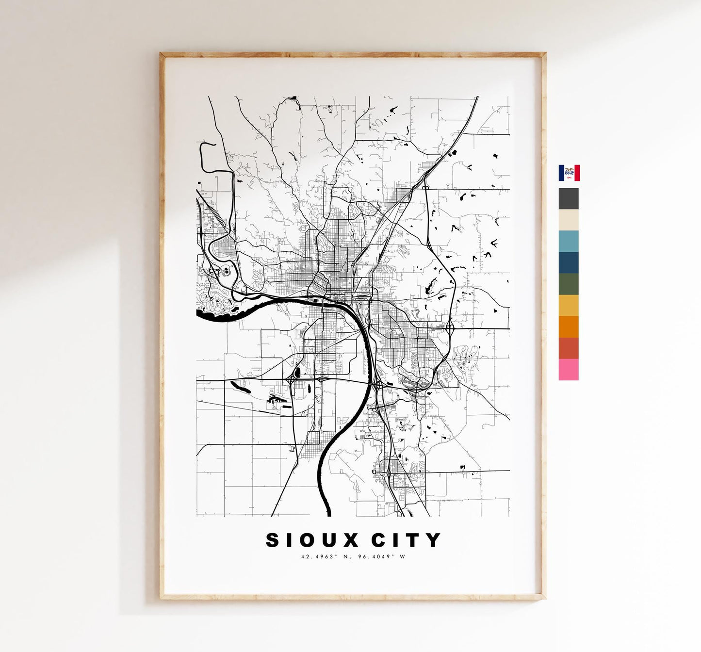 Sioux City Map Print - City Map Poster - Map Art - USA City Maps - Sioux City Print - Sioux City Poster - Minimalist City Map - Iowa