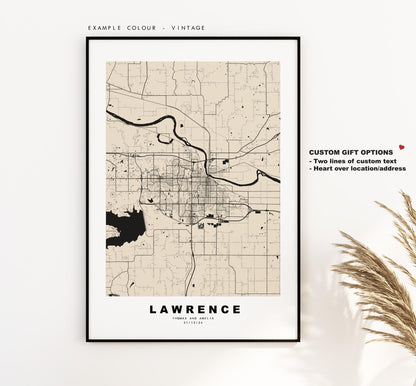 Lawrence Map Print (Kansas) - City Map Poster - Map Art - USA City Maps - Lawrence Print - Lawrence Poster - Minimalist City Map - Kansas