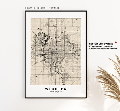 Wichita Map Print - City Map Poster - Map Art - USA City Maps - Wichita Print - Wichita Poster - Minimalist City Map - Kansas