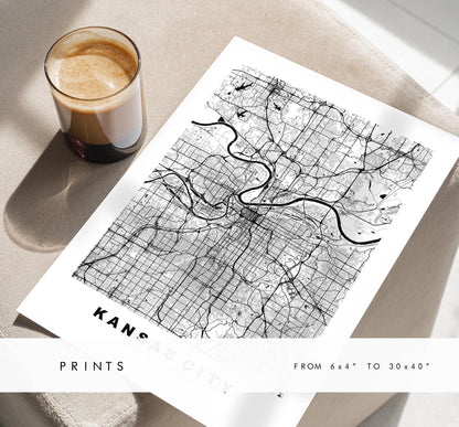 Kansas City Map Print - City Map Poster - Map Art - USA City Maps - Kansas City Print - Kansas City Poster - Minimalist City Map - Kansas