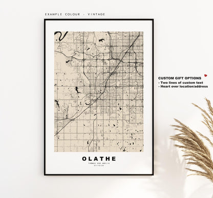 Olathe Map Print - City Map Poster - Map Art - USA City Maps - Olathe Print - Olathe Poster - Minimalist City Map - Kansas