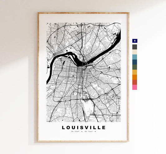 Louisville Map Print - City Map Poster - Map Art - USA City Maps - Louisville Print - Louisville Poster - Minimalist City Map - Kentucky