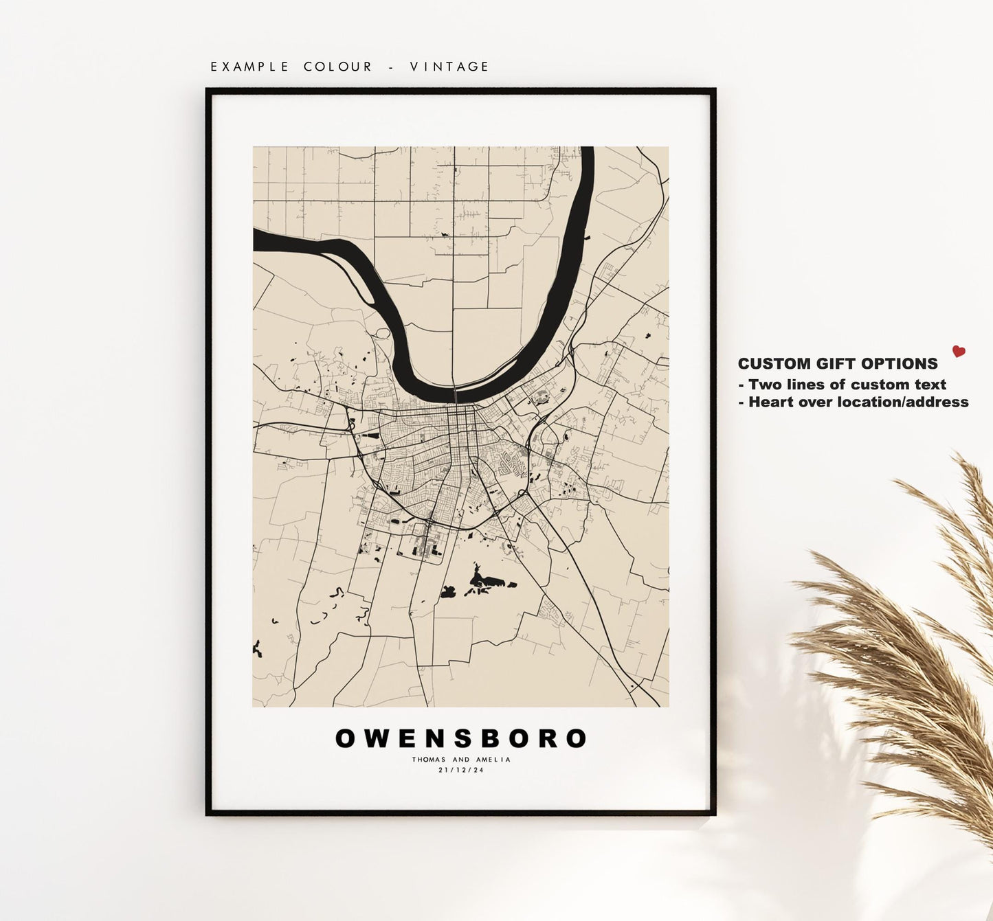 Owensboro Map Print - City Map Poster - Map Art - USA City Maps - Owensboro Print - Owensboro Poster - Minimalist City Map - Kentucky