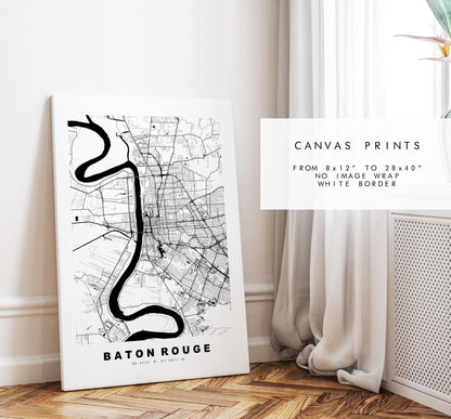 Baton Rouge Map Print - City Map Poster - Map Art - USA City Maps - Baton Rouge Print - Poster - Minimalist City Map - Louisiana