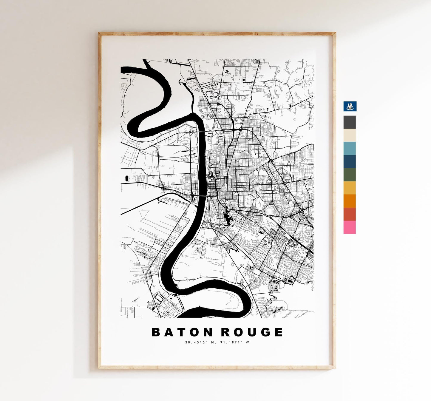 Baton Rouge Map Print - City Map Poster - Map Art - USA City Maps - Baton Rouge Print - Poster - Minimalist City Map - Louisiana