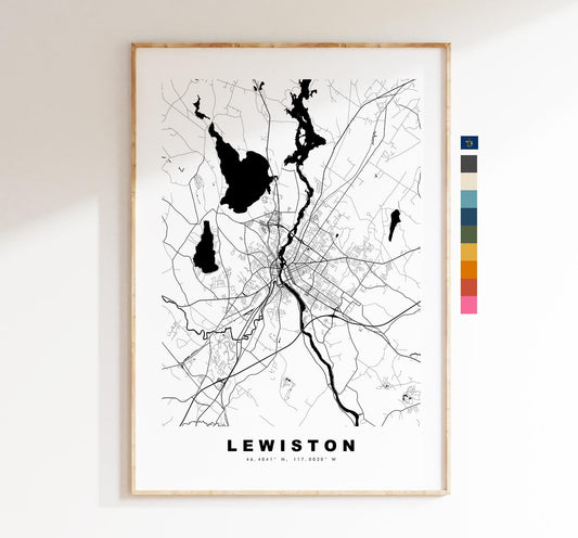 Lewiston Map Print - City Map Poster - Map Art - USA City Maps - Lewiston Print - Lewiston Poster - Minimalist City Map - Maine