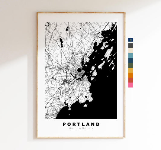 Portland Map Print (Maine) - City Map Poster - Map Art - USA City Maps - Portland Print - Portland Poster - Minimalist City Map - Maine