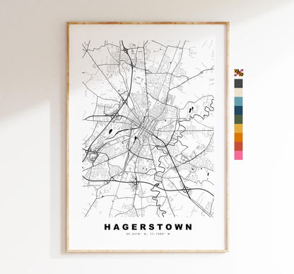 Hagerstown Map Print - City Map Poster - Map Art - USA City Maps - Hagerstown Print - Hagerstown Poster - Minimalist City Map - Maryland