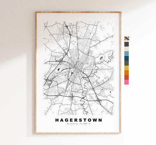 Hagerstown Map Print - City Map Poster - Map Art - USA City Maps - Hagerstown Print - Hagerstown Poster - Minimalist City Map - Maryland