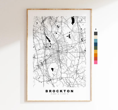 Brockton Map Print - City Map Poster - Map Art - USA City Maps - Brockton Print - Brockton Poster - Minimalist City Map - Massachusetts