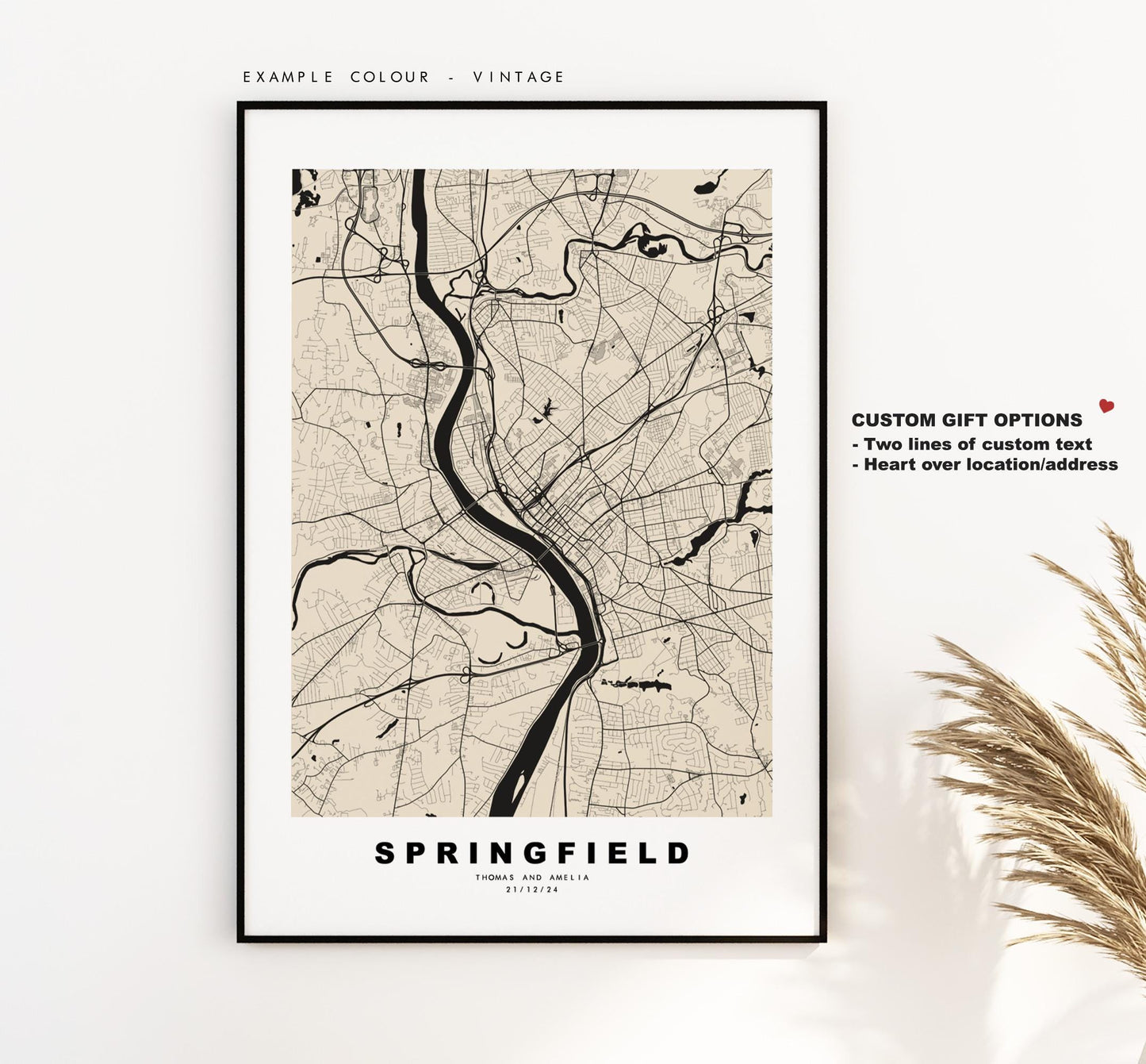 Springfield Map Print (MA) - City Map Poster - Map Art - USA City Maps - Springfield Print - Poster - Minimalist City Map - Massachusetts