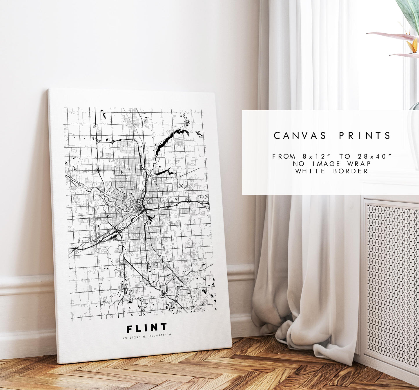 Flint Map Print - City Map Poster - Map Art - USA City Maps - Flint Print - Flint Poster - Minimalist City Map - Michigan