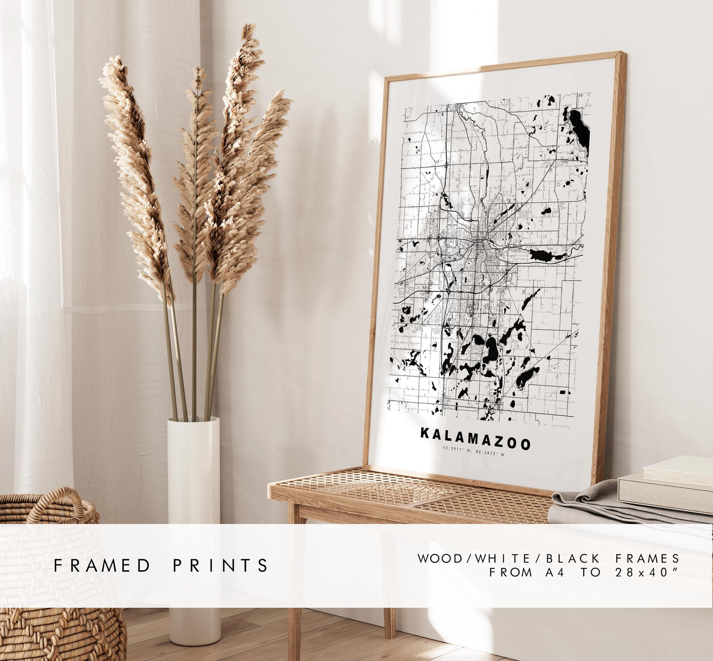 Kalamazoo Map Print - City Map Poster - Map Art - USA City Maps - Kalamazoo Print - Kalamazoo Poster - Minimalist City Map - Michigan