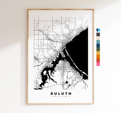 Duluth Map Print - City Map Poster - Map Art - USA City Maps - Duluth Print - Duluth Poster - Minimalist City Map - Minnesota