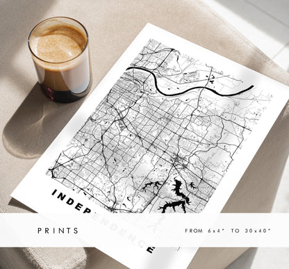 Independence Map Print - City Map Poster - Map Art - USA City Maps - Independence Print -  Poster - Minimalist City Map - Missouri