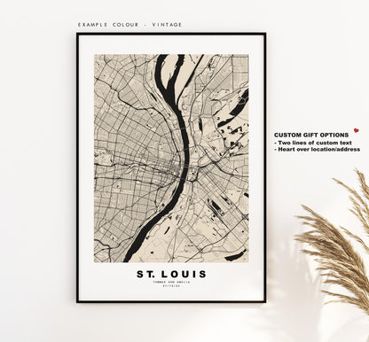 St Louis Map Print - City Map Poster - Map Art - USA City Maps - St Louis Print - St Louis Poster - Minimalist City Map - Missouri