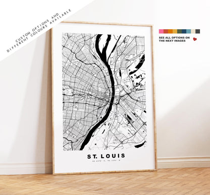 St Louis Map Print - City Map Poster - Map Art - USA City Maps - St Louis Print - St Louis Poster - Minimalist City Map - Missouri