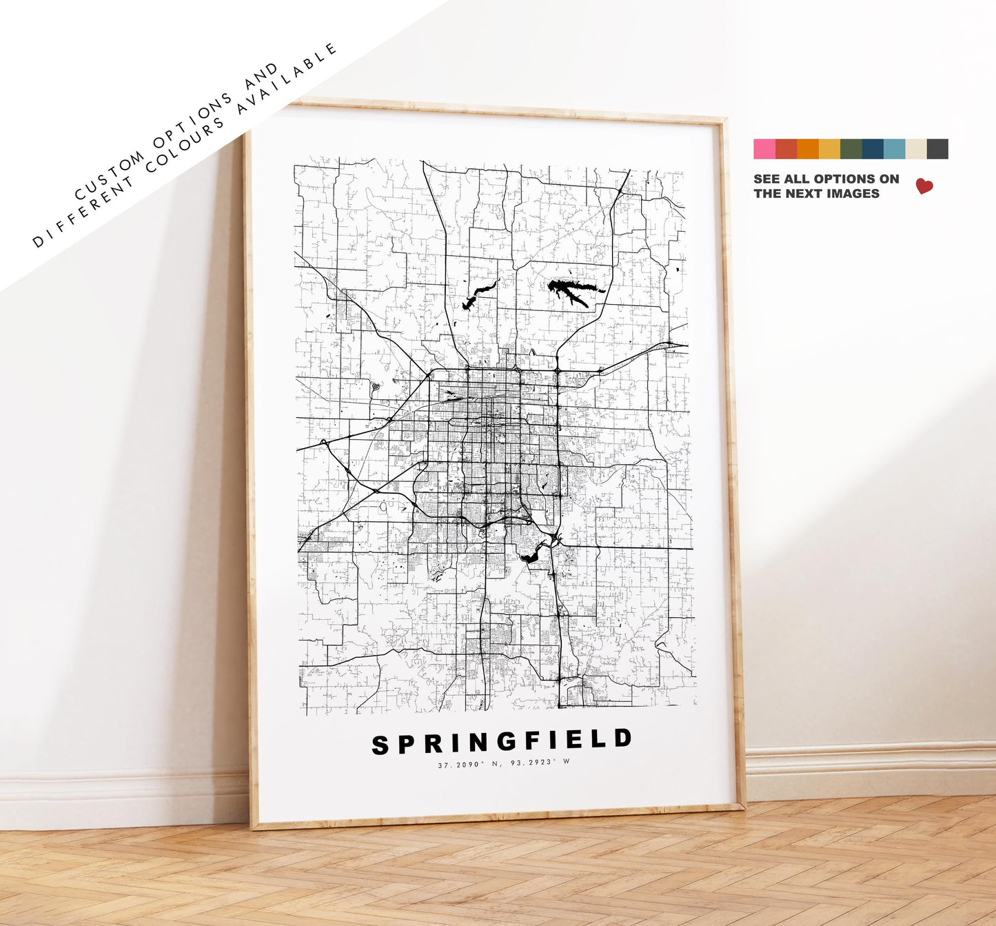 Springfield Map Print (Missouri) - City Map Poster - Map Art - USA City Maps - Springfield Print - Poster - Minimalist City Map - Missouri