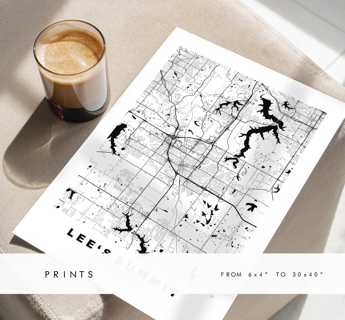 Lee's Summit Map Print - City Map Poster - Map Art - USA City Maps - Lee's Summit Print - Poster - Minimalist City Map - Missouri