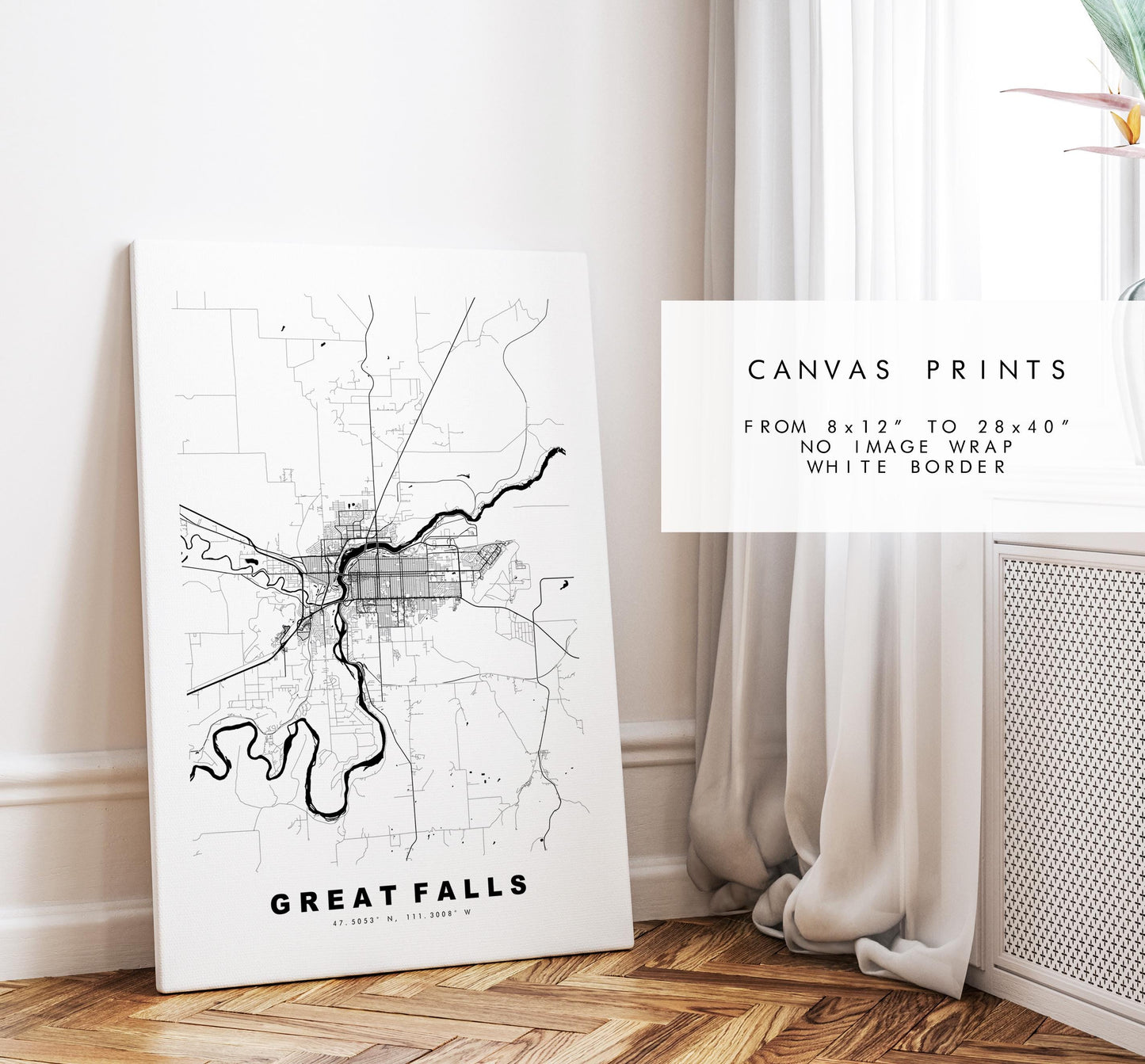 Great Falls Map Print - City Map Poster - Map Art - USA City Maps - Great Falls Print - Great Falls Poster - Minimalist City Map - Montana