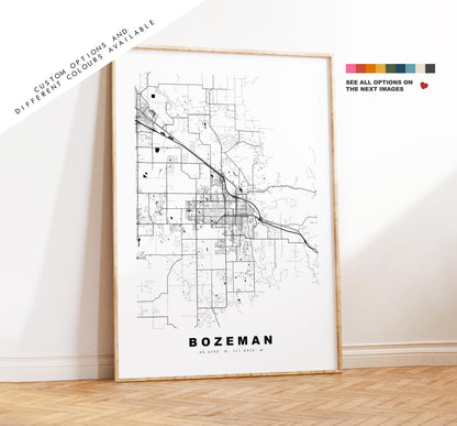 Bozeman Map Print - City Map Poster - Map Art - USA City Maps - Bozeman Print - Bozeman Poster - Minimalist City Map - Montana