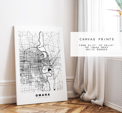 Omaha Map Print - City Map Poster - Map Art - USA City Maps - Omaha Print - Omaha Poster - Minimalist City Map - Nebraska