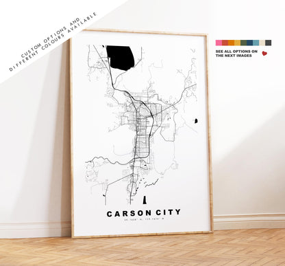 Carson City Map Print - City Map Poster - Map Art - USA City Maps - Carson City Print - Carson City Poster - Minimalist City Map - Nevada