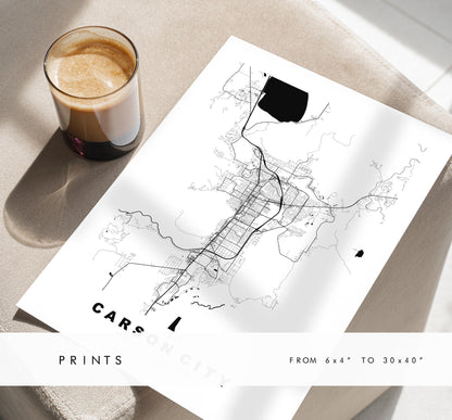 Carson City Map Print - City Map Poster - Map Art - USA City Maps - Carson City Print - Carson City Poster - Minimalist City Map - Nevada