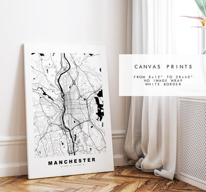 Manchester Map Print (New Hampshire) - City Map Poster - Map Art - USA City Maps - Print - Poster - Minimalist City Map - New Hampshire