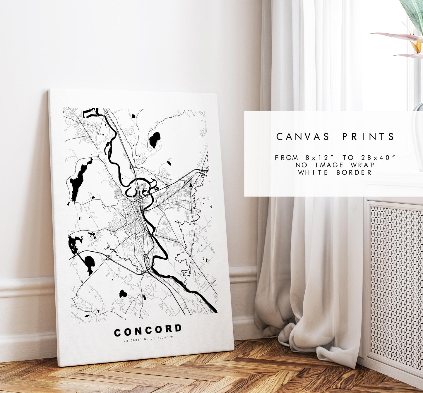 Concord Map Print - City Map Poster - Map Art - USA City Maps - Concord Print - Concord Poster - Minimalist City Map - New Hampshire