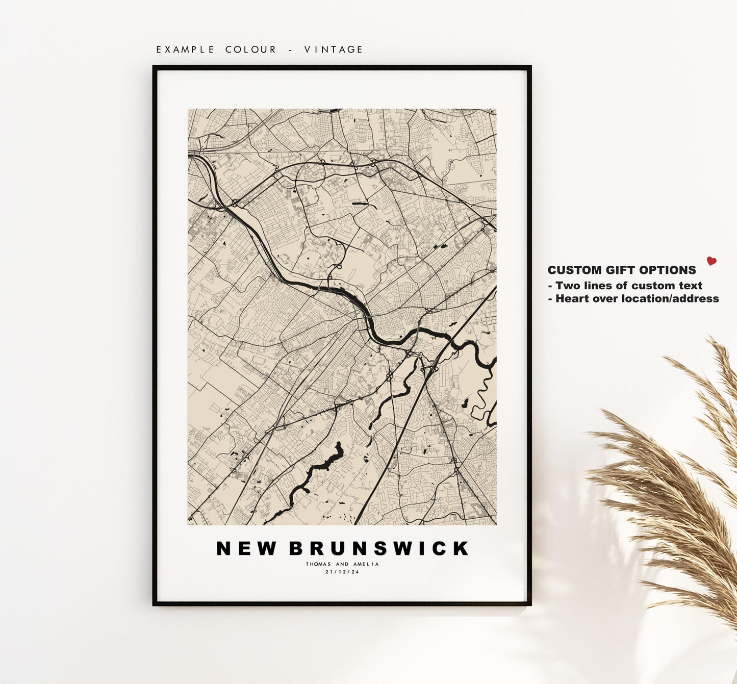 New Brunswick Map Print - City Map Poster - Map Art - USA City Maps - New Brunswick Print - Poster - Minimalist City Map - New Jersey