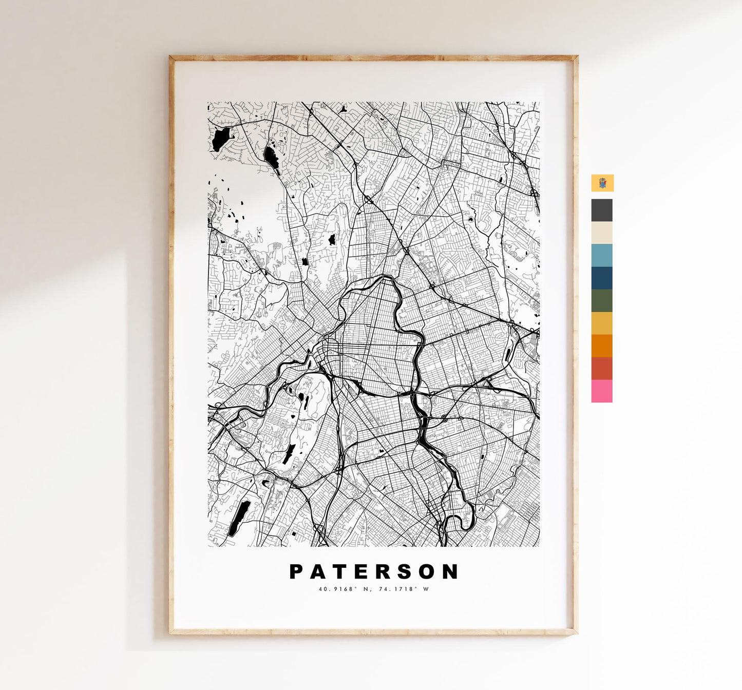 Paterson Map Print - City Map Poster - Map Art - USA City Maps - Paterson Print - Paterson Poster - Minimalist City Map - New Jersey