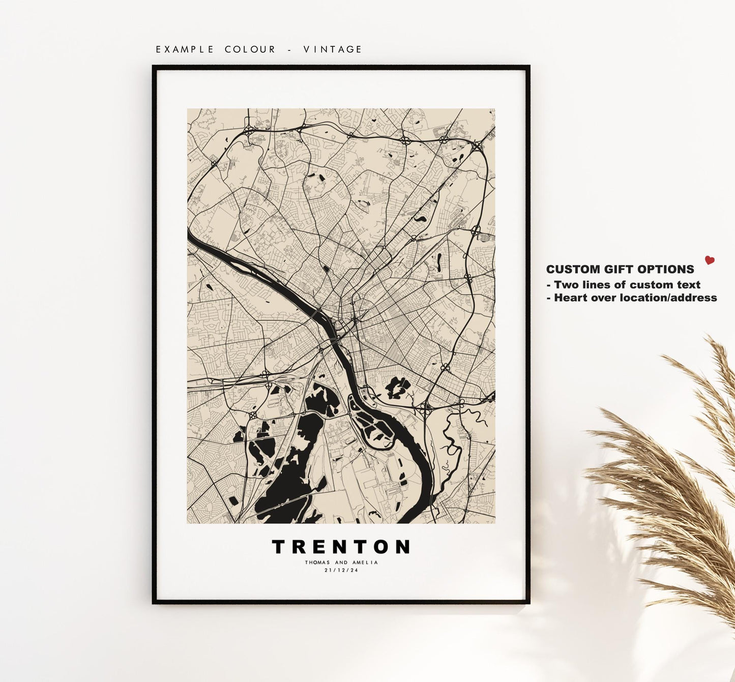 Trenton Map Print - City Map Poster - Map Art - USA City Maps - Trenton Print - Trenton Poster - Minimalist City Map - New Jersey