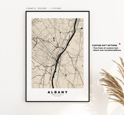 Albany Map Print (New York) - City Map Poster - Map Art - USA City Maps - Albany Print - Albany Poster - Minimalist City Map - New York