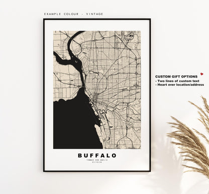 Buffalo Map Print - City Map Poster - Map Art - USA City Maps - Buffalo Print - Buffalo Poster - Minimalist City Map - New York