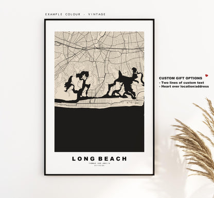 Long Beach Map Print - City Map Poster - Map Art - USA City Maps - Long Beach Print - Long Beach Poster - Minimalist City Map - New York