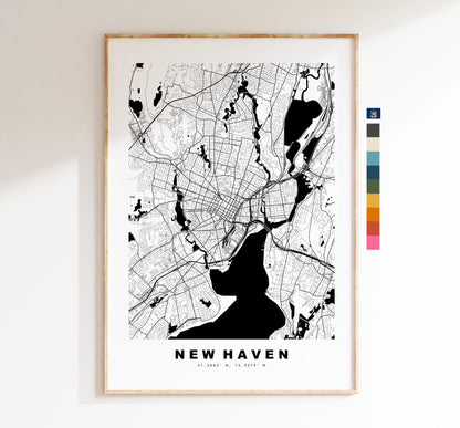 New Haven Map Print - City Map Poster - Map Art - USA City Maps - New Haven Print - New Haven Poster - Minimalist City Map - New York