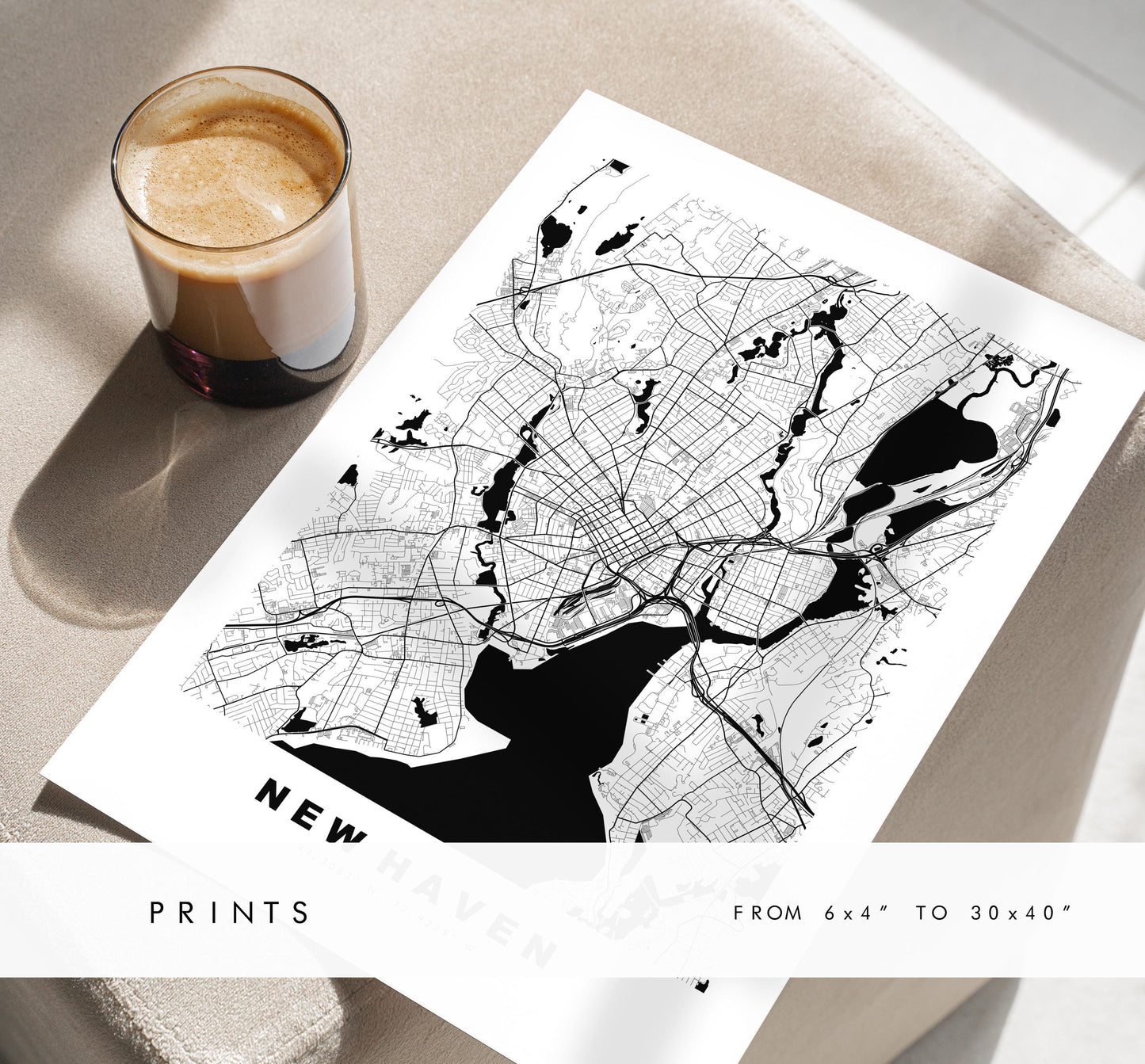 New Haven Map Print - City Map Poster - Map Art - USA City Maps - New Haven Print - New Haven Poster - Minimalist City Map - New York