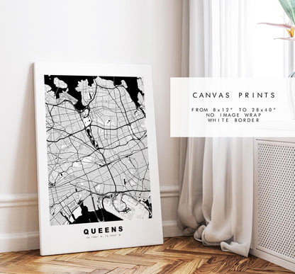 Queens Map Print - City Map Poster - Map Art - USA City Maps - Queens Print - Queens Poster - Minimalist City Map - New York