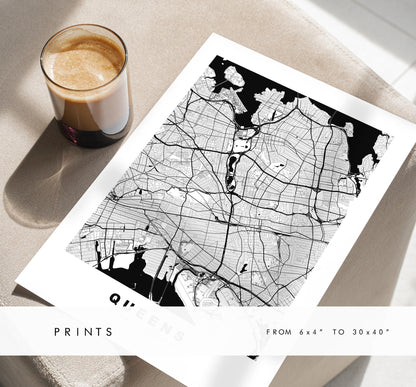 Queens Map Print - City Map Poster - Map Art - USA City Maps - Queens Print - Queens Poster - Minimalist City Map - New York